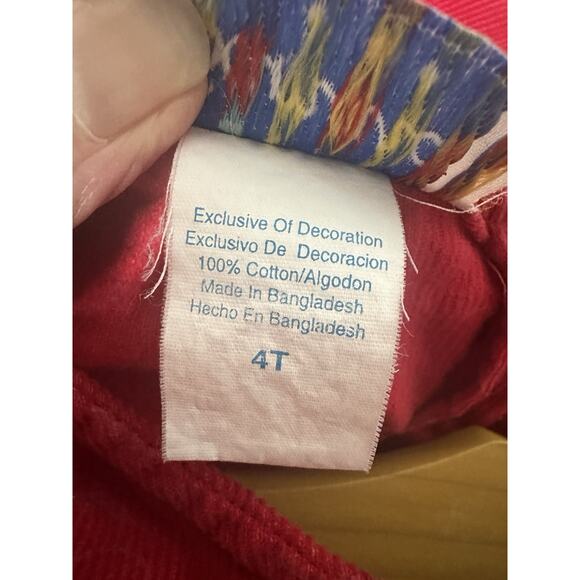 Samara Vintage Dress Jumper Overalls Red Corduroy Cotton Embroidered Girls Sz 4T - Picture 10 of 12